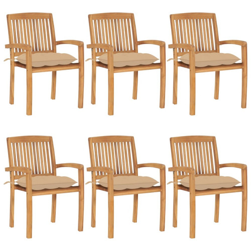 Maison Chic - Lot de 6 Chaises de jardin empilables avec coussins| chaises Relax Teck solide -GKD67838 Maison Chic  - Chaises de jardin