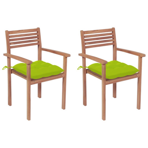 Maison Chic - Lot de 2 Chaises de jardin avec coussins | Fauteuil chaises d'extérieur vert vif Teck massif -GKD64950 Maison Chic  - Mobilier de jardin