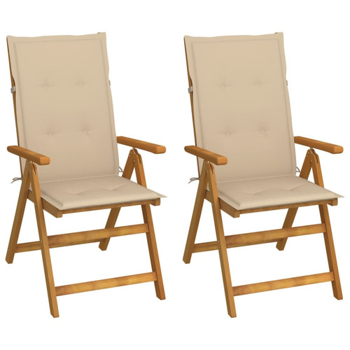 Maison Chic - Lot de 2 Chaises inclinables de jardin avec coussins | chaises d'extérieur | Fauteuil Relax Bois d'acacia -GKD53752 Maison Chic  - Mobilier de jardin