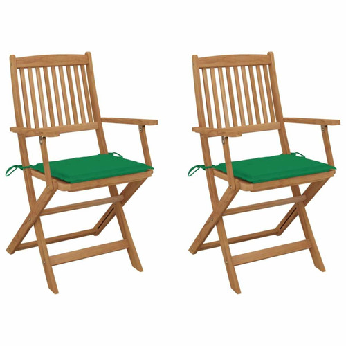 Maison Chic - Lot de 2 Chaises pliables de jardin avec coussins | Chaises Relax d'extérieur Bois d'acacia -GKD52808 Maison Chic  - Nos Promotions et Ventes Flash