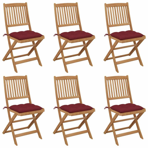 Maison Chic - Lot de 6 Chaises pliables d'extérieur avec coussins | chaises de jardin | Fauteuil Relax Bois d'acacia -GKD83597 Maison Chic - Fauteuil relax pliable
