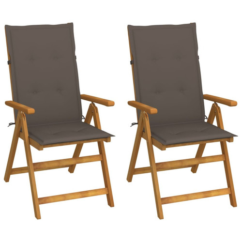 Maison Chic - Lot de 2 Chaises inclinables de jardin avec coussins | chaises d'extérieur | Fauteuil Relax Bois d'acacia -GKD11280 Maison Chic  - Nos Promotions et Ventes Flash