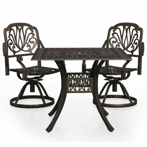 Maison Chic - Table de bistro et chaises d'extérieur 3 pcs,Ensemble de bistro de jardin pour relax Aluminium coulé Bronze -GKD888812 Maison Chic  - Mobilier de jardin