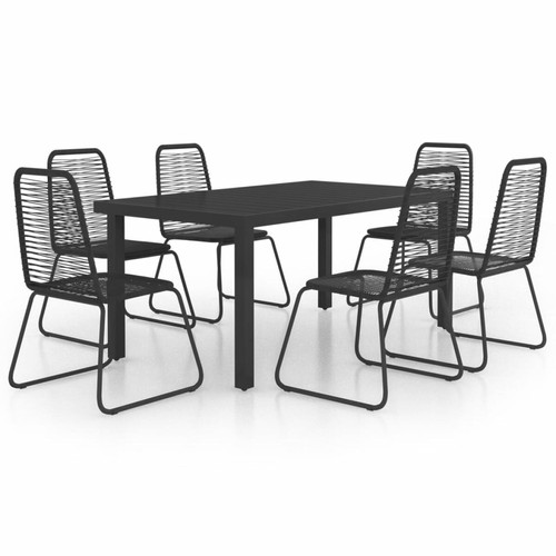 Maison Chic - Ensemble de salle à manger de jardin 7 pcs,Table et chaises d'extérieur Rotin PVC Noir -GKD310639 Maison Chic  - Ensembles tables et chaises