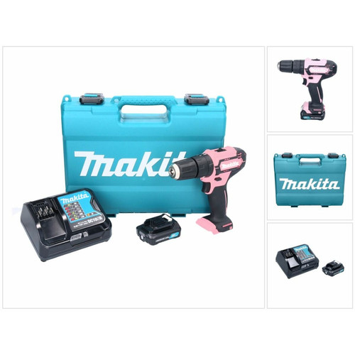 Makita - Makita HP 333 DSAP Perceuse-visseuse à percussion sans fil 12 V 30 Nm rosa + 1x Batterie 2,0 Ah + Chargeur + Coffret de transport Makita - Perceuse Makita Outillage électroportatif