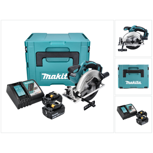 Makita - Makita DSS 611 RMJ 18V Li-ion Scie Circulaire sans fil 165mm + Coffret Makpac + 2x Batteries BL1840 4,0 Ah + Chargeur DC 18 RC Makita  - Batterie makita 18v li ion