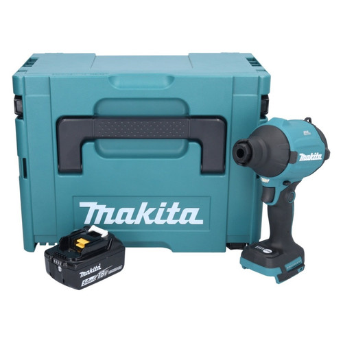 Makita - Makita DAS180T1J Souffleur à poussière sans fil 18V Brushless + 1x Batterie 5,0Ah + Coffret Makpac - sans chargeur Makita  - Aspirateur souffleur sans fil