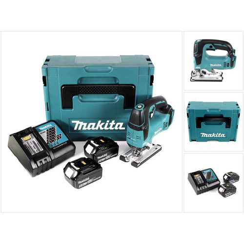 Makita -Makita DJV 182 RGJ Scie sauteuse sans fil 18V Brushless  + 2x Batteries 6,0Ah + Chargeur + Coffret Makita  - Scies sauteuses