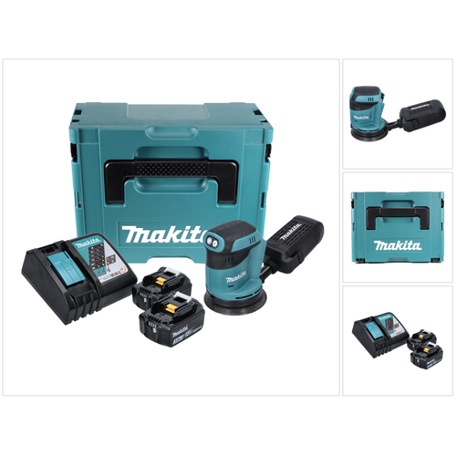 Makita - Makita DBO 180 RFJ Ponceuse excentrique sans fil, 18V + 2x Batteries 3,0Ah + Chargeur + Makpac Makita  - Ponceuse pour endroits difficiles