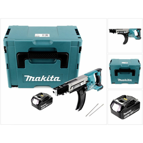 Makita - Makita DFR 750 M1J Visseuse automatique à Magasin sans fil 18V 45-75mm + 1x Batterie 4,0Ah + Coffret Makpac - sans chargeur Makita - Visseuse sans fil 18v