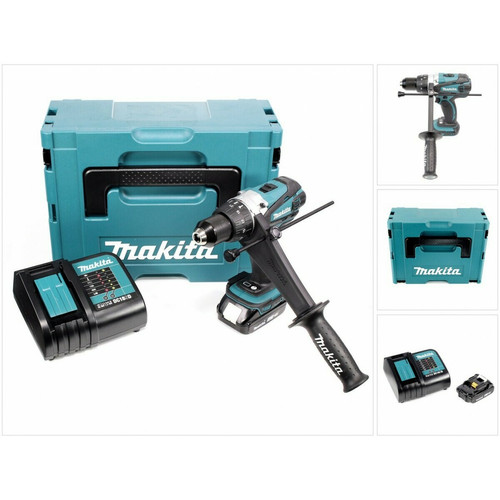 Makita - Makita DHP 458 Perceuse visseuse à percussion sans fil 18V 91Nm + 1x Batterie 2,0Ah + Chargeur + Coffret Makpac 2 + Insert. Makita  - Coffret makita
