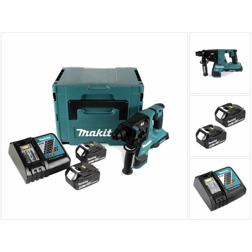 Makita - Makita DHR 280 RTJ Perforateur-burineur sans fil Brushless SDS-PLUS + 2x Batteries 18 V - 5 Ah / 5000 mAh + 1x Chargeur + Coffret MakPac Makita  - Coffret marteau perforateur burineur