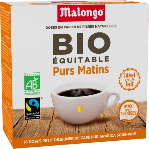 Malongo - Café Café Pur Matin Bio - 16 dosettes - Entretien