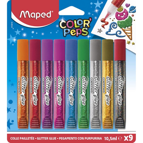 Maped - Colle pailletée - color'peps 9x10,5ml blister Maped  - ASD