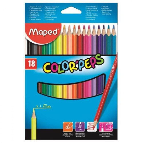 Maped - Maped Color'Peps 183218 Lot de 18 Crayons de couleur en pochette carton Maped  - Maped