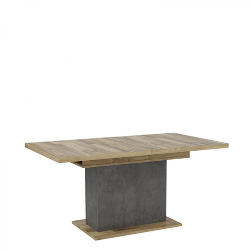 But - Table rectangulaire L.160/200 RICCIANO imitation chêne et béton - Tables à manger Oui