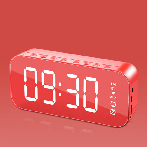 marque generique - Haut-parleur HiFi Bluetooth LED, écran miroir, réveil, téléphone portable, caisson de basses, horloge numérique, MP3, réveil TF FM AUX - rouge marque generique  - Maison marque generique