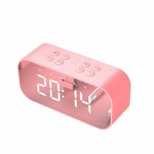 marque generique - Portable sans fil Bluetooth colonne caisson de basses boîte de son de musique LED temps Snooze réveil pour PC Portable téléphone - Rose marque generique  - Réveil