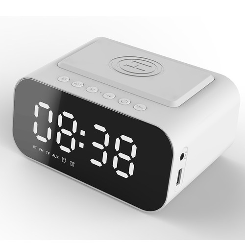 marque generique - Chargeur sans fil réveil haut-parleur Bluetooth LED horloge numérique intelligente Table bureau horloges électroniques Radio FM USB chargeur rapide - blanc marque generique  - Décoration