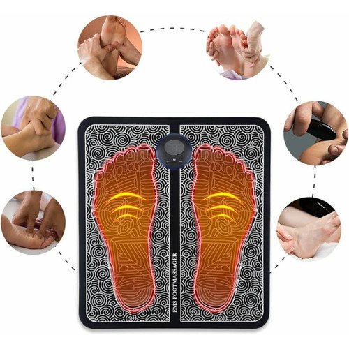 Appareil de massage électrique Coussin de Massage électrique pour les pieds, Stimulation EMS, tapis de pieds portables et pliables, Machine de Massage à circulation automatique pour hommes et femmes - Modèle de chargement LCD