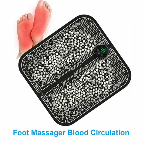 Appareil de massage électrique Tapis de massage électrique EMS à 19 niveaux pour les pieds, tapis stimulateur musculaire pour la Circulation sanguine - noir