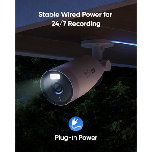 Caméra de surveillance connectée eufy Security eufyCam E330 (Pro) caméra de sécurité extérieure, résolution 4K, Enregistrement 24h/24 7j/7, Plug-in, Wi-FI amélioré, Reconnaissance faciale AI, sans Frais, HomeBase 3 requis
