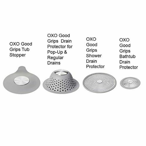 marque generique OXO Good Grips, Filtre pour bonde de baignoire, Bonde de baignoire en acier inoxydable, Gris