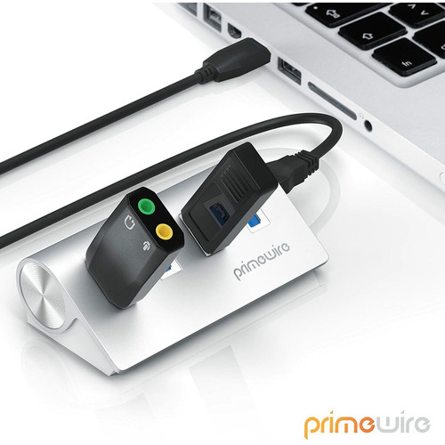 marque generique Primewire - Actif 4 Port USB 3.0 Hub avec Bloc d'alimentation à fiche coaxiale - Concentrateur à 4 Ports Distrieur - pour PC Notebook Tablet - jusqu'à 5 Gbits s - Plug et Play -