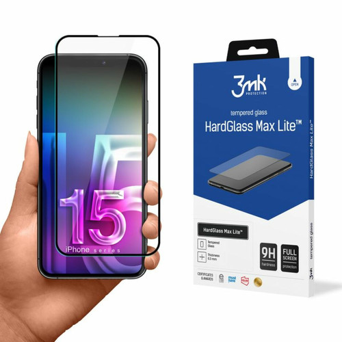 marque generique - 3mk HardGlass Max Lite BlackApple iPhone 15 marque generique  - Accessoire Smartphone