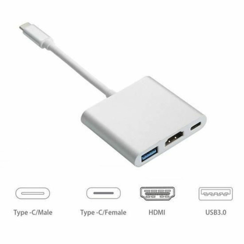 Hub marque generique USB 3.0 Type C Adaptateur USB-C vers HDMI pour Apple Nouveau Macbook Compatible avec HDMI
