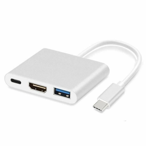 Hub marque generique Adaptateur USB HUB HDMI pour macbook pro GOOJODOQ Hub USB de type C vers HDMI 4K USB 3.0 avec alimentation USB-C argent