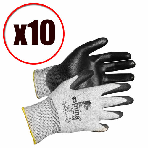 marque generique - Lot de 10 paires de gants de travail en PU anti coupure Alpha 5 EN388 EN420 marque generique  - Gants de jardinage