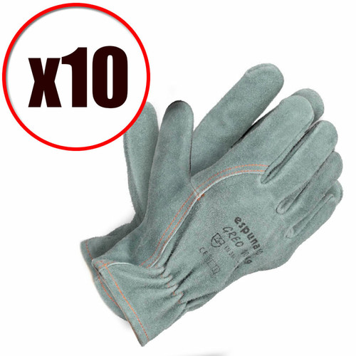 marque generique - Lot de 10 gants de travail cuir bovin hydrofuge Greo EN388 marque generique  - Gants de jardinage