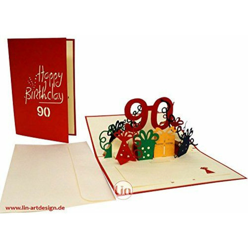 Papier Lin de Pop up Cartes de vux pour 90E anniversaire, cartes d'anniversaire cartes de vux Cartes de vux, 90ans
