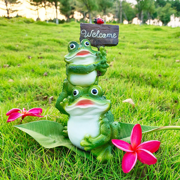 Mini grenouille sculpture statue ornement de pelouse pour la maison jardin 