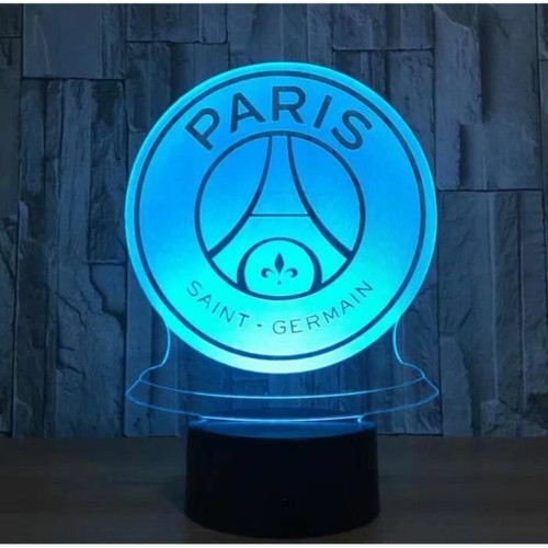 marque generique - Cadeau pour les fans de football Saint Germain signe veilleuse LED 7 couleurs chevet lampe décorative tactile - Luminaires Bleu