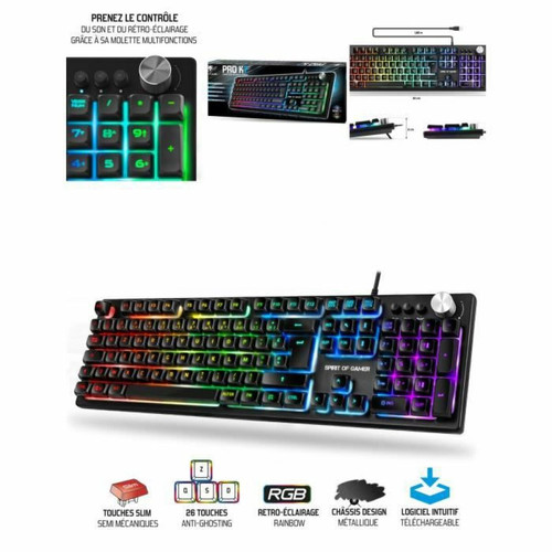 Spirit Of Gamer - Clavier PRO GAMING SEMI Mécanique LED RGB PROK7 Anti-Gosthing Rollover PC PS4 XBOXONE Spirit Of Gamer  - Clavier Spirit Of Gamer
