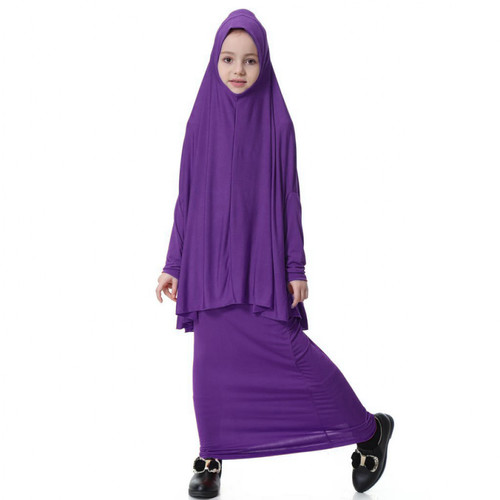 marque generique fille musulmane islamique manches longues deux pièces prière robe abaya violet xl