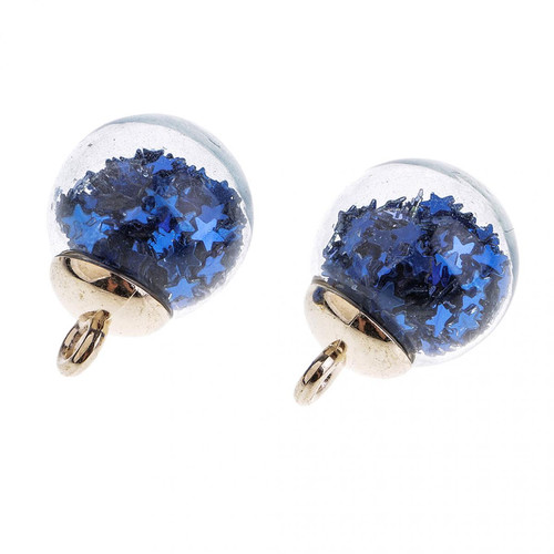 Perles 10 Pièces 16mm Minuscule Boule En Verre Charmes Pendentif DIY Artisanat royal bleu