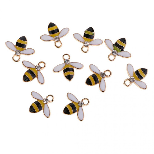 marque generique - 10 pièces abeille alliage strass flatback embellissements décoratifs jaune marque generique  - Quincaillerie du meuble