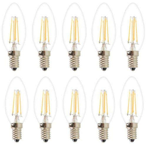 Ampoules LED HIGH-TECH & BIEN-ETRE 10X E14 Filament LED 4W Ampoule Edison C35 COB Ampoules Vintage Blanc Chaud 400LM Forme Bougie LED AC 220V