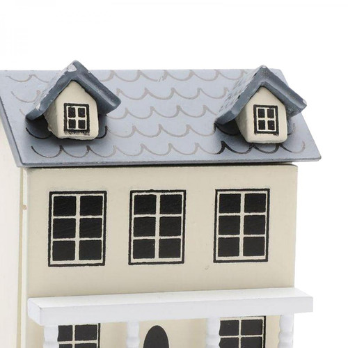 marque generique 1:12 Dollhouse Miniature Mini Ornements Villa En Bois Petite Maison Décor Beige