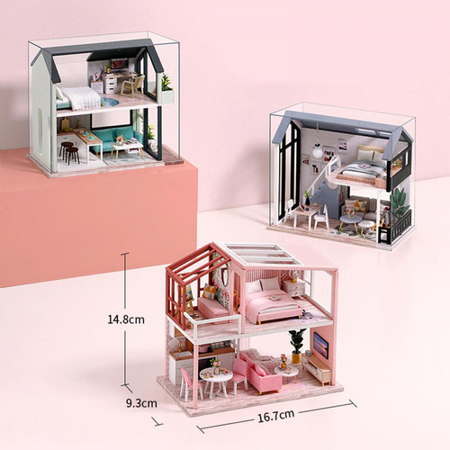 Kit d'expériences 1:24 Maison De Poupée Bricolage Miniature Avec Meubles Assembler Le Kit De Maison De Poupée Style3