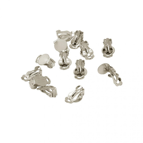 Perles marque generique 12pieces clip-on colle sur le tampon blanc boucles d'oreilles conclusions bricolage faire de l'argent