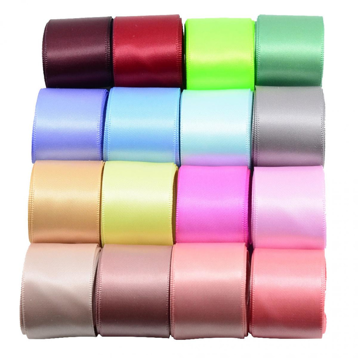 Objets déco marque generique 16pcs Ruban Satin Multicolore Polyester Ruban Bricolage Tâches Manuelles 25mm