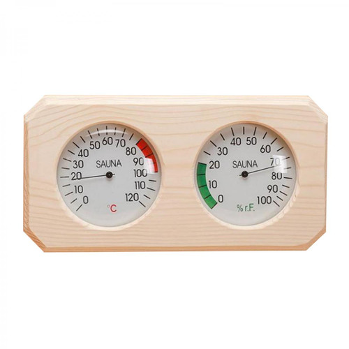 marque generique 2 dans 1 Pin En Bois Sauna Hygrothermograph Thermomètre, Intérieur Humidité Température Mesure