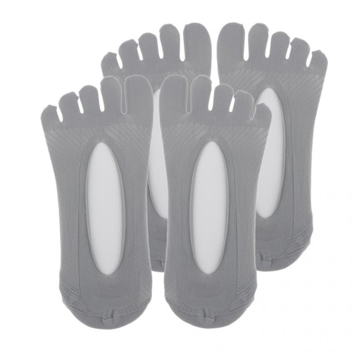 Chaussettes de jardinier 2 paires de chaussettes invisibles pour femmes non glissées à coupe basse - chaussettes en maille grises - gris