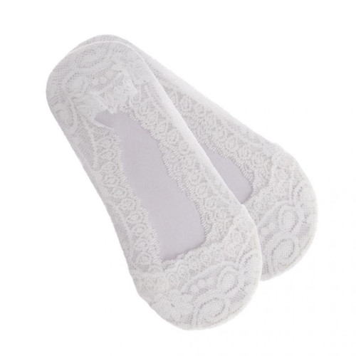 marque generique 2 paires de chaussure mode femme en dentelle antidérapante invisible no show low cut white
