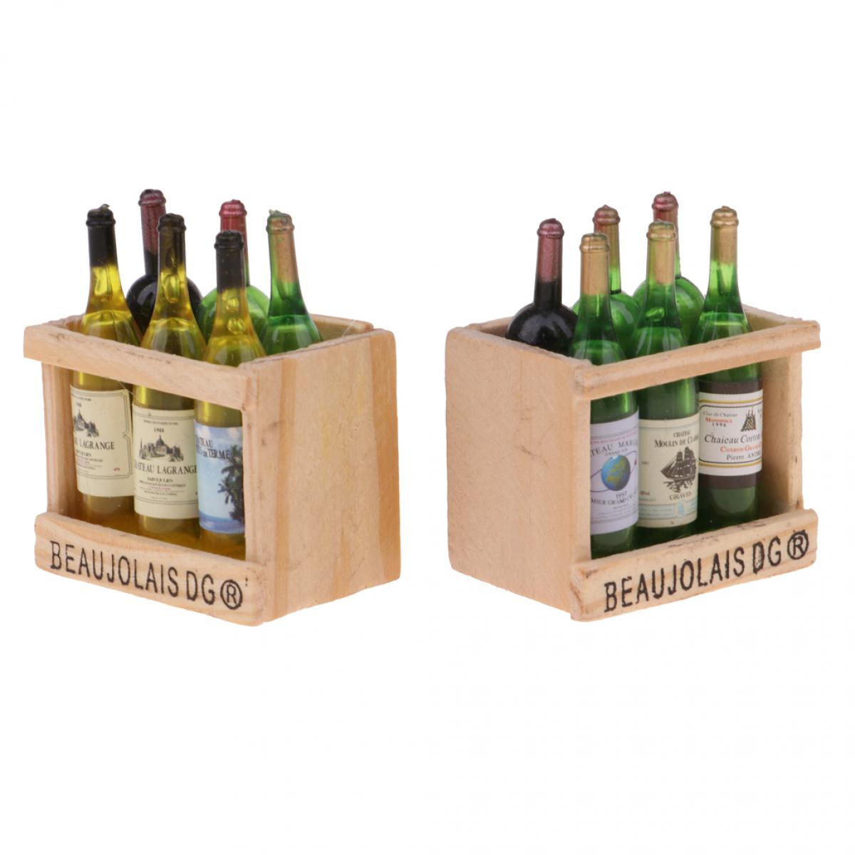 marque generique - 2 sets 1/12 Accessoire de Maison de Poupée - Bouteilles  de Vin Miniature avec Boite - Maisons de poupées - Rue du Commerce