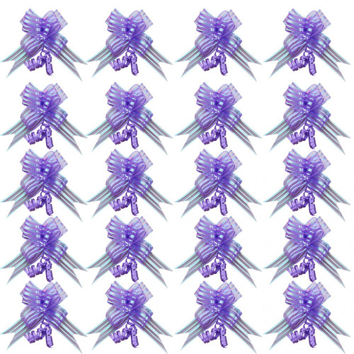 marque generique - 20 pcs organza pull arcs ruban de fleurs cadeau de mariage wrap diy 50mm violet marque generique   - Deco mariage violet